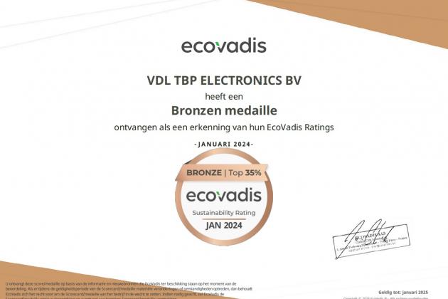VDL TBP Electronics achieves bronze EcoVadis medal
